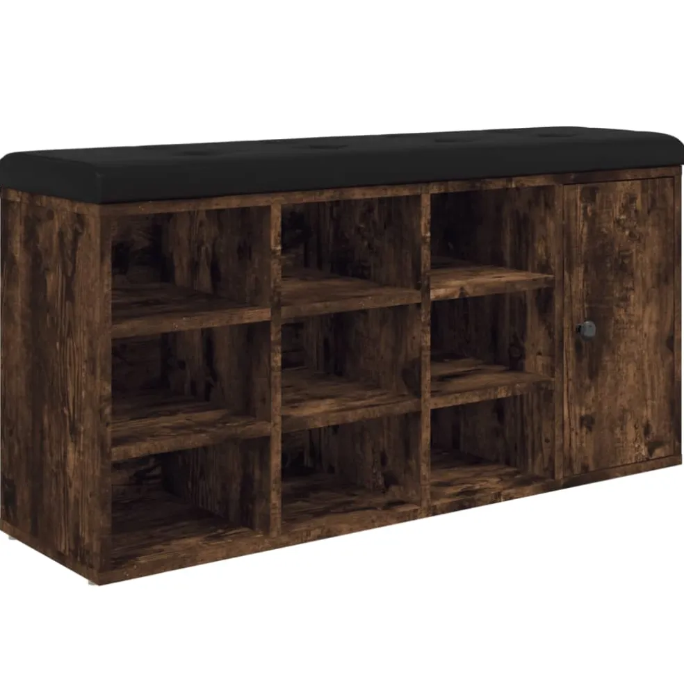 vidaXL Schoenenbank 102x32x50 cm bewerkt hout gerookt eikenkleurig