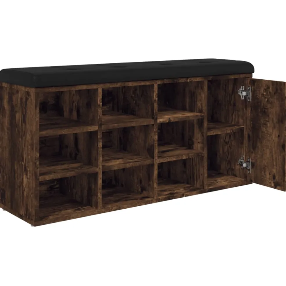 vidaXL Schoenenbank 102x32x50 cm bewerkt hout gerookt eikenkleurig