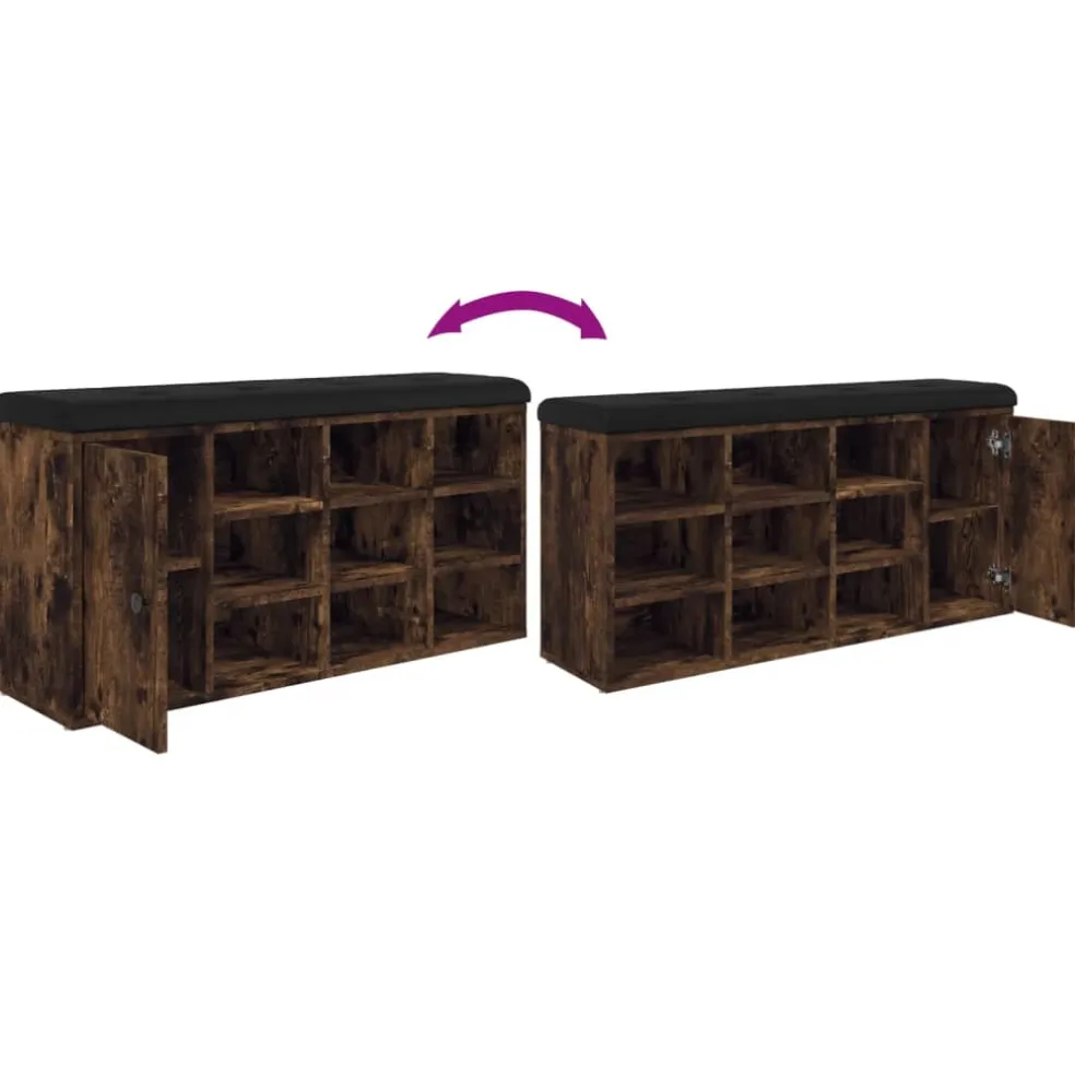 vidaXL Schoenenbank 102x32x50 cm bewerkt hout gerookt eikenkleurig