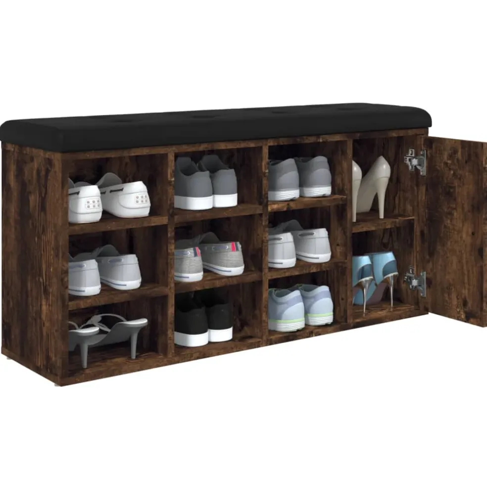 vidaXL Schoenenbank 102x32x50 cm bewerkt hout gerookt eikenkleurig