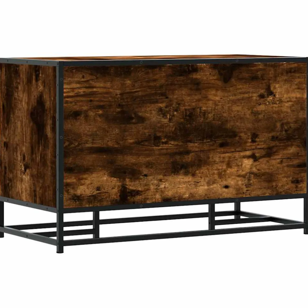 vidaXL Schoenenbank 84x40x53,5 cm bewerkt hout en metaal gerookt eiken