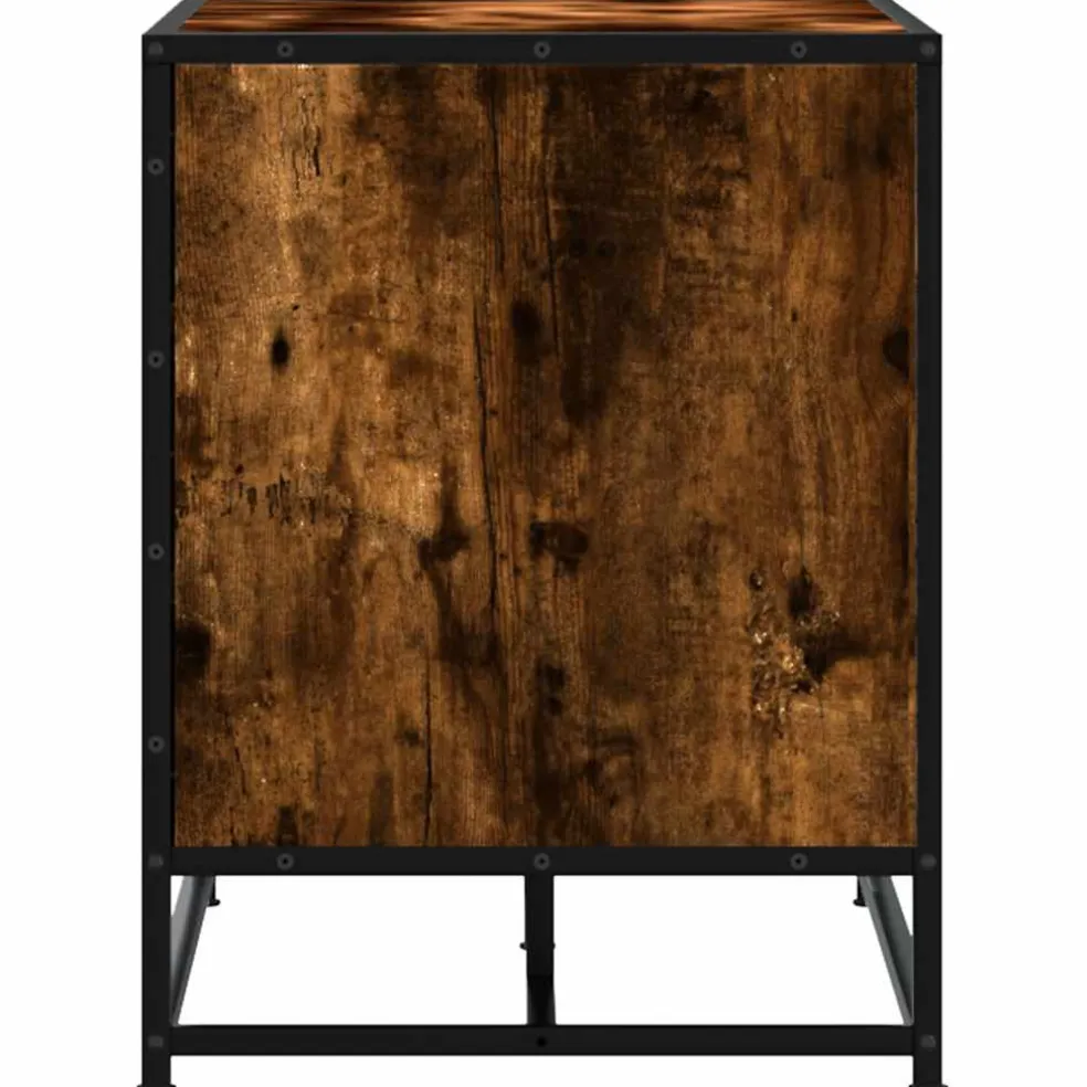 vidaXL Schoenenbank 84x40x53,5 cm bewerkt hout en metaal gerookt eiken