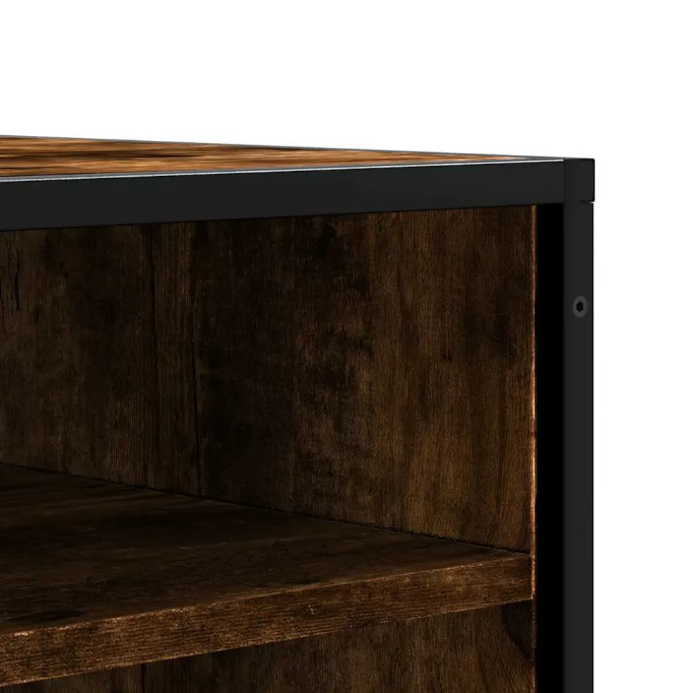 vidaXL Schoenenbank 84x40x53,5 cm bewerkt hout en metaal gerookt eiken