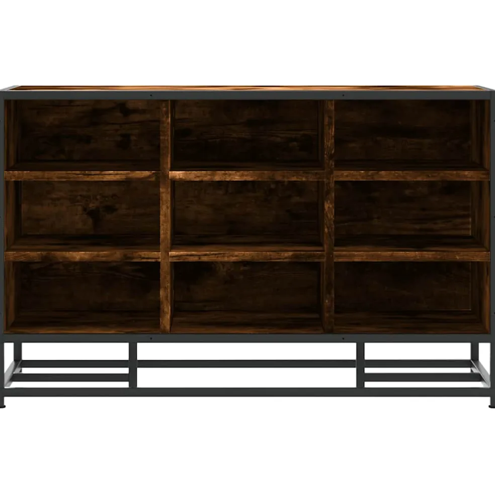 vidaXL Schoenenbank 84x40x53,5 cm bewerkt hout en metaal gerookt eiken