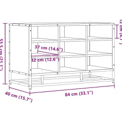 vidaXL Schoenenbank 84x40x53,5 cm bewerkt hout en metaal gerookt eiken