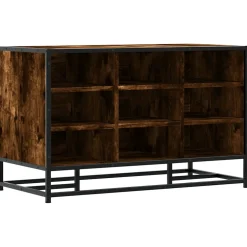 vidaXL Schoenenbank 84x40x53,5 cm bewerkt hout en metaal gerookt eiken
