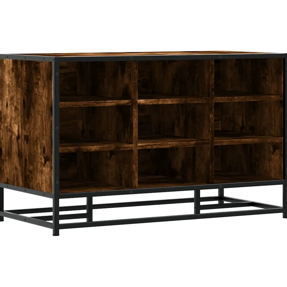 vidaXL Schoenenbank 84x40x53,5 cm bewerkt hout en metaal gerookt eiken