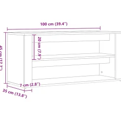 vidaXL Schoenenbank 100x35x45 cm bewerkt hout zwart eikenkleurig