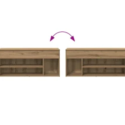 vidaXL Schoenenbank 102x30,5x45 cm bewerkt hout artisanaal eikenkleur