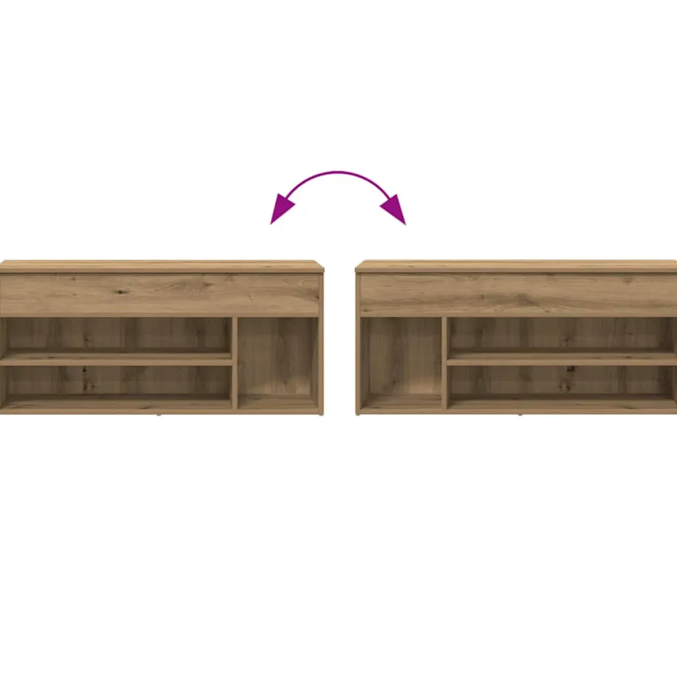 vidaXL Schoenenbank 102x30,5x45 cm bewerkt hout artisanaal eikenkleur