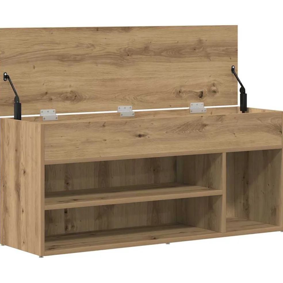 vidaXL Schoenenbank 102x30,5x45 cm bewerkt hout artisanaal eikenkleur