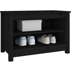 vidaXL Schoenenbank 70x38x45,5 cm massief grenenhout zwart