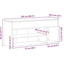 vidaXL Schoenenbank 102x30,5x45 cm spaanplaat zwart eikenkleurig