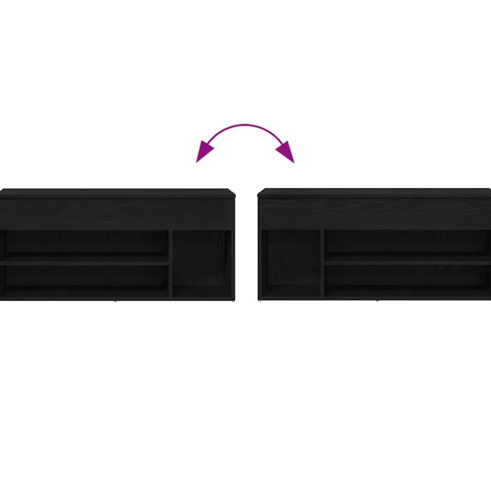 vidaXL Schoenenbank 102x30,5x45 cm spaanplaat zwart eikenkleurig