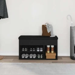 vidaXL Schoenenbank Zwart 80 x 30 x 45 cm Bewerkt hout