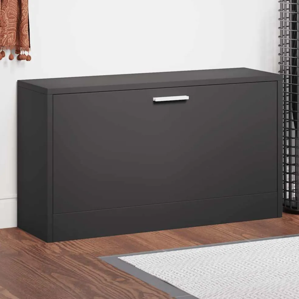 vidaXL Schoenenbank Zwart 80x24x45 cm Bewerkt Hout