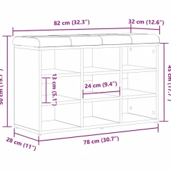 vidaXL Schoenenbank Zwart 82 x 32 x 50 cm Bewerkt hout