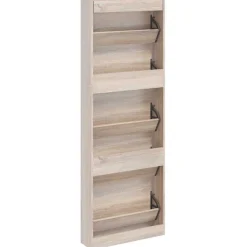 vidaXL Schoenenkast hout met 5 opbergvakken eiken-look