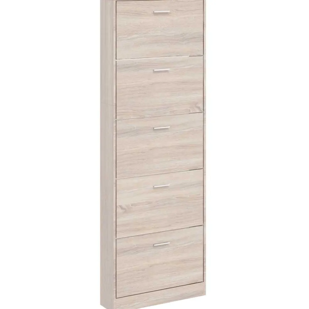 vidaXL Schoenenkast hout met 5 opbergvakken eiken-look
