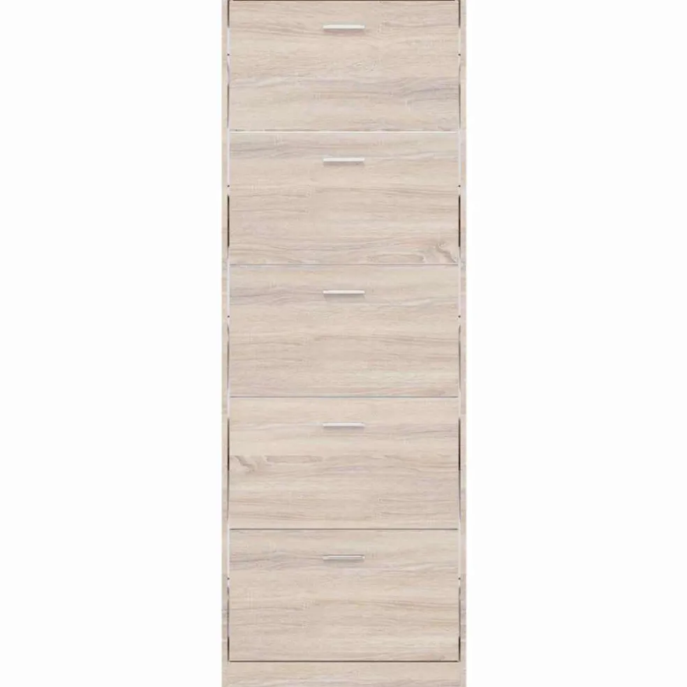 vidaXL Schoenenkast hout met 5 opbergvakken eiken-look
