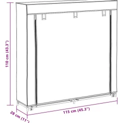vidaXL Schoenenkast met hoes 115x28x110 stof zwart