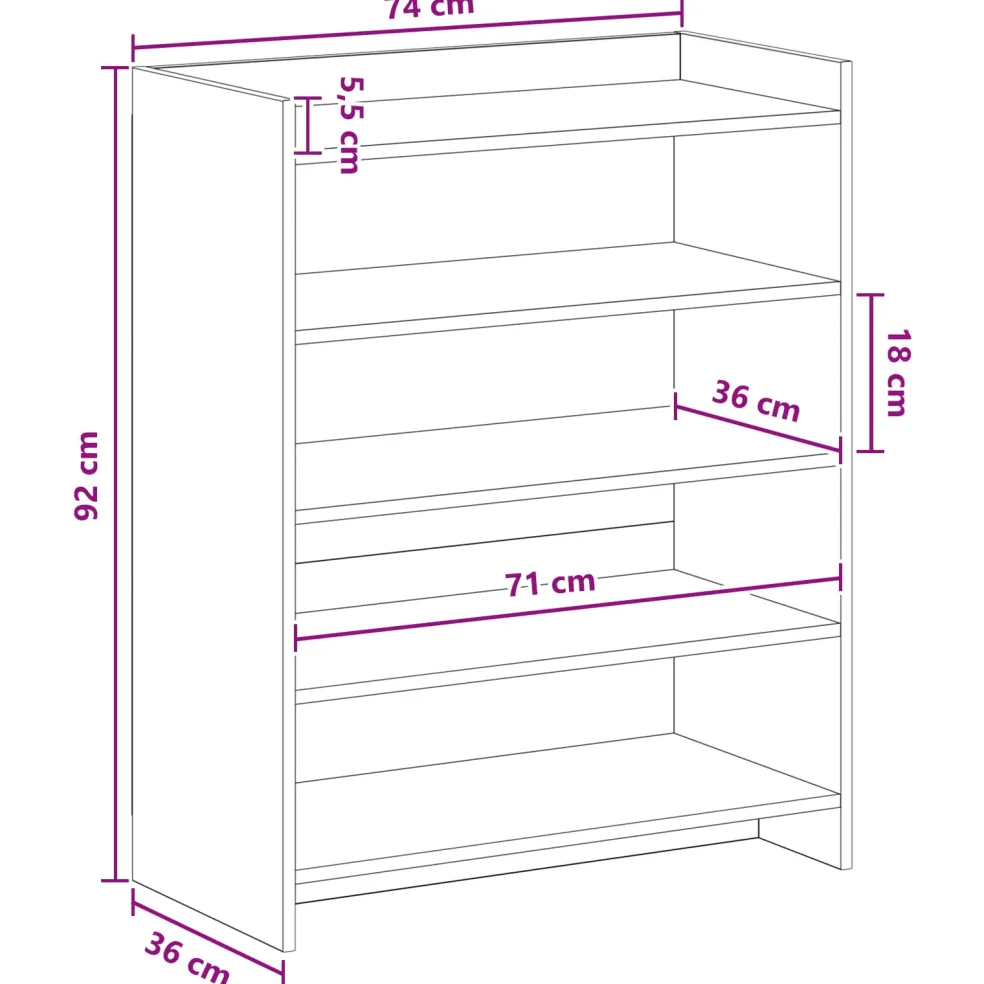 vidaXL Schoenenkast met opslag Wit 73,5 x 36 x 92 cm Bewerkt hout