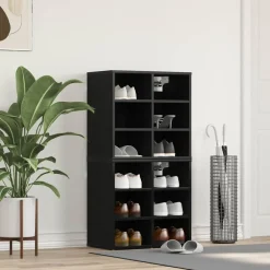 vidaXL Schoenenkast 2 st 52 x 30 x 50,5 cm Bewerkt hout Zwart eiken