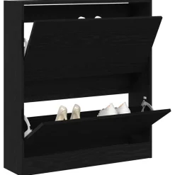 vidaXL Schoenenkast 80 x 21 x 87,5 cm Bewerkt hout Zwart Eiken