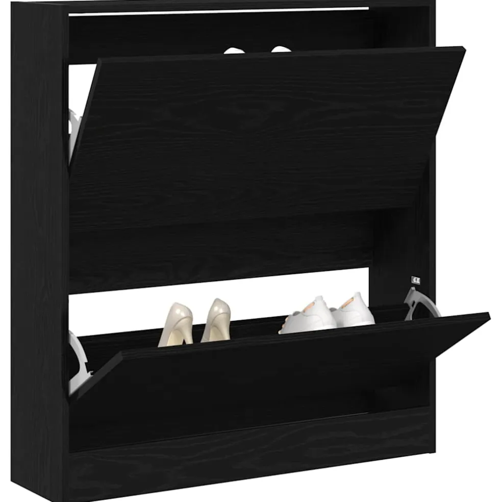 vidaXL Schoenenkast 80 x 21 x 87,5 cm Bewerkt hout Zwart Eiken