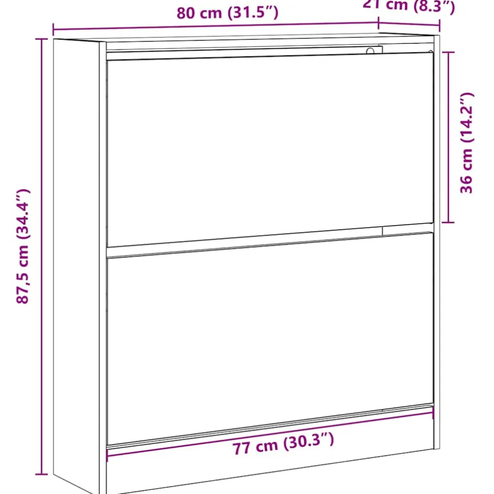 vidaXL Schoenenkast 80 x 21 x 87,5 cm Bewerkt hout Zwart Eiken