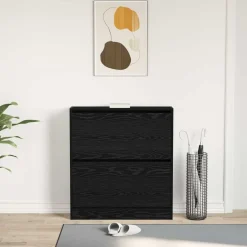 vidaXL Schoenenkast 80 x 21 x 87,5 cm Bewerkt hout Zwart Eiken