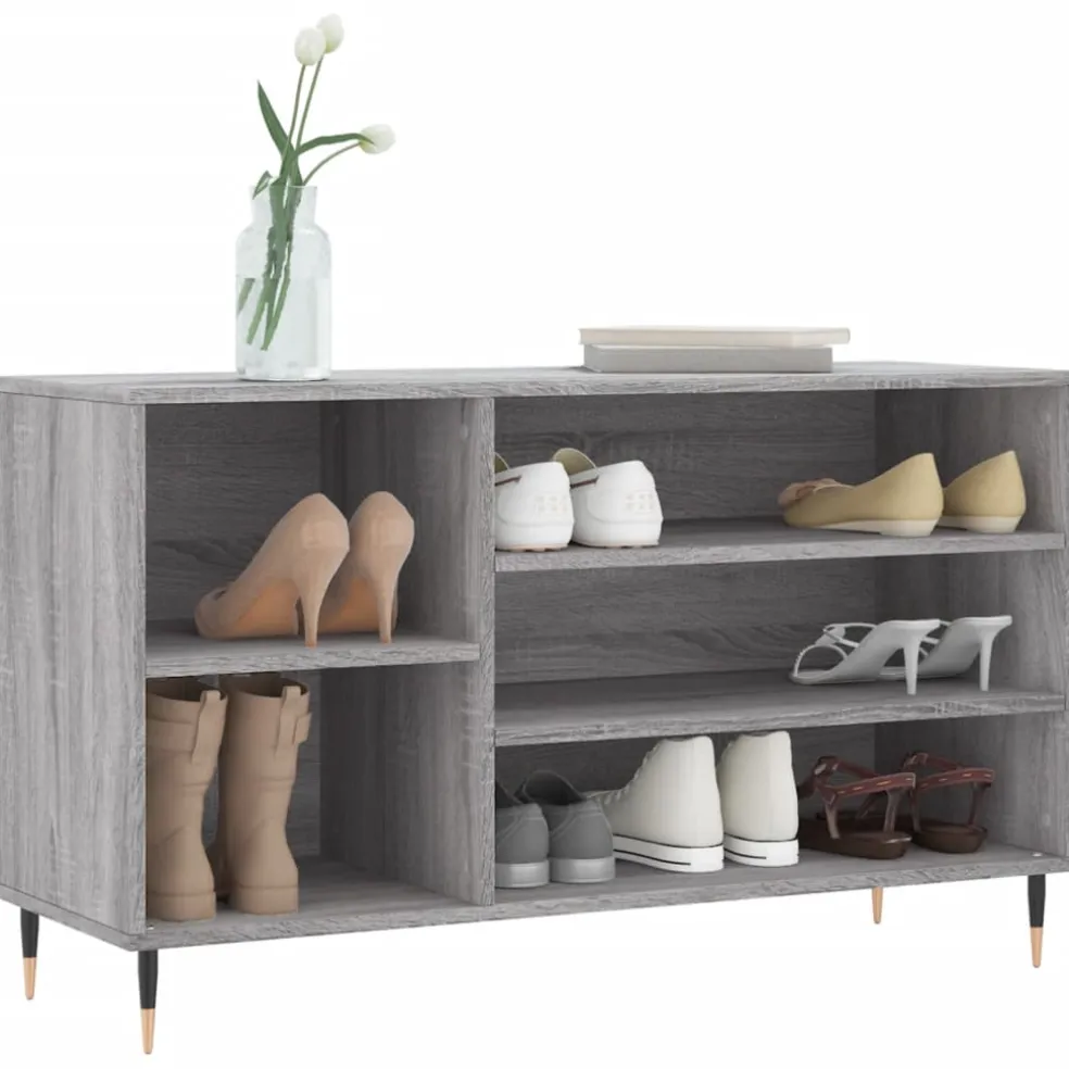 vidaXL Schoenenkast 102x36x60 cm bewerkt hout sonoma grijs