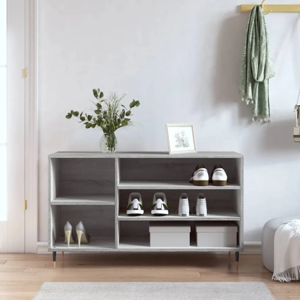 vidaXL Schoenenkast 102x36x60 cm bewerkt hout sonoma grijs