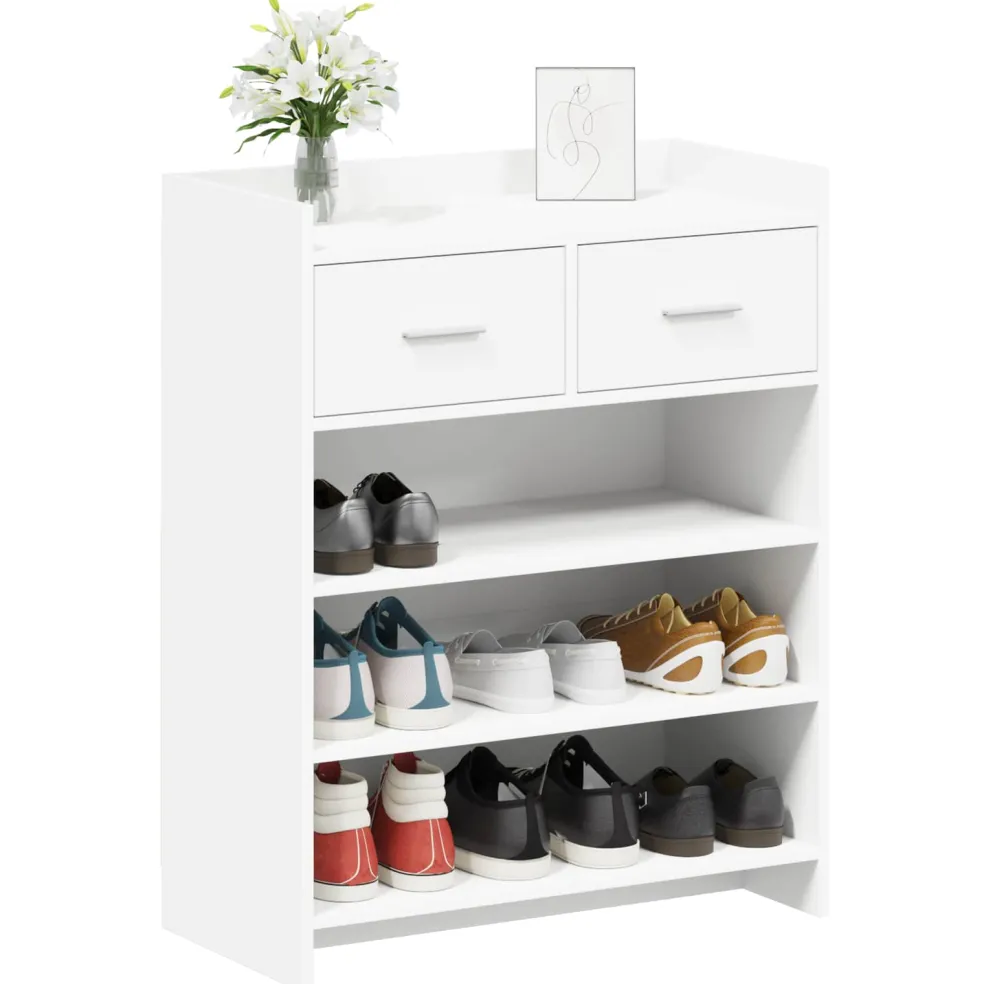 vidaXL Schoenenkast 73,5 x 36 x 92 cm Bewerkt hout Wit