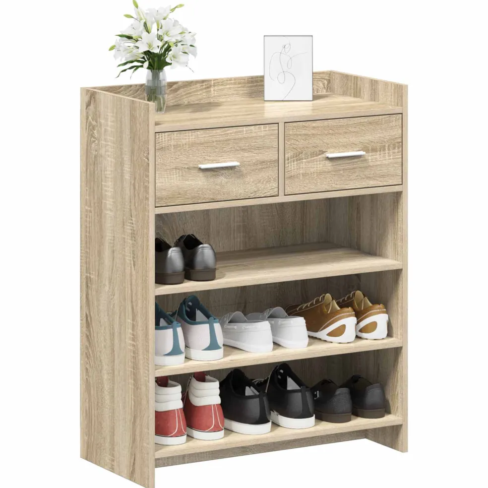 vidaXL Schoenenkast 73,5 x 36 x 92 cm Bewerkt hout Sonoma Eiken