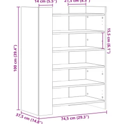 vidaXL Schoenenkast 74,5x37,5x100 cm bewerkt hout zwart
