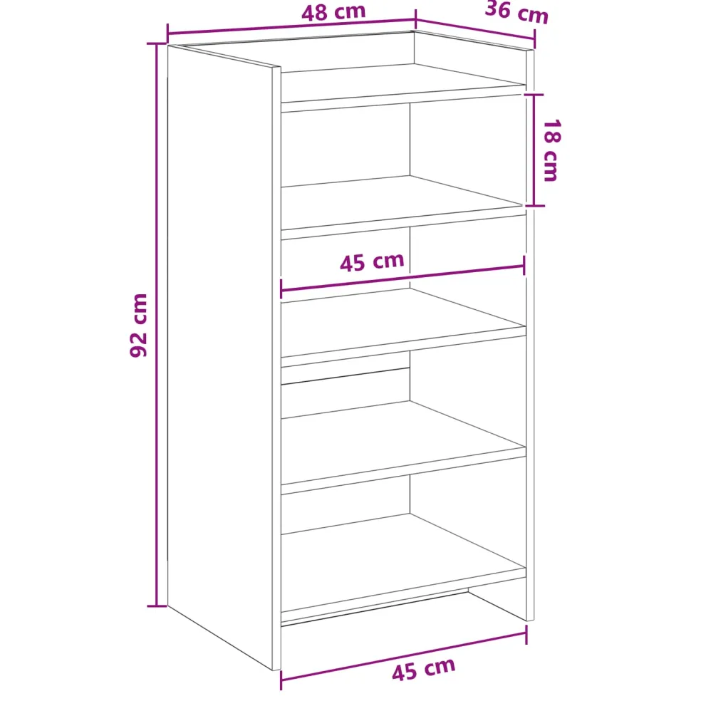 vidaXL Schoenenkast 48 x 36 x 92 cm Bewerkt hout Artisanaal eiken