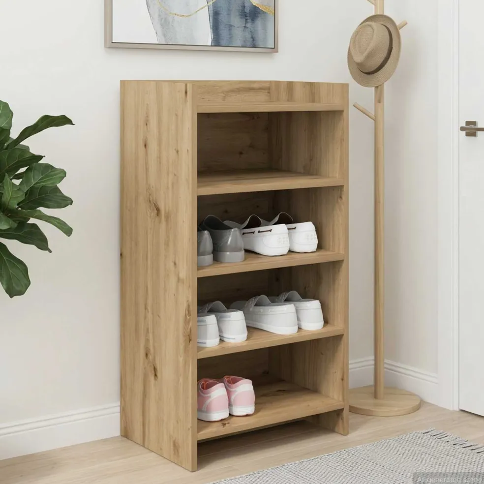 vidaXL Schoenenkast 48 x 36 x 92 cm Bewerkt hout Artisanaal eiken