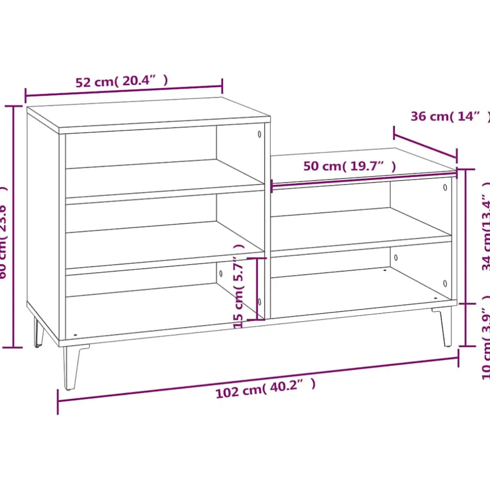vidaXL Schoenenkast 102x36x60 cm bewerkt hout wit