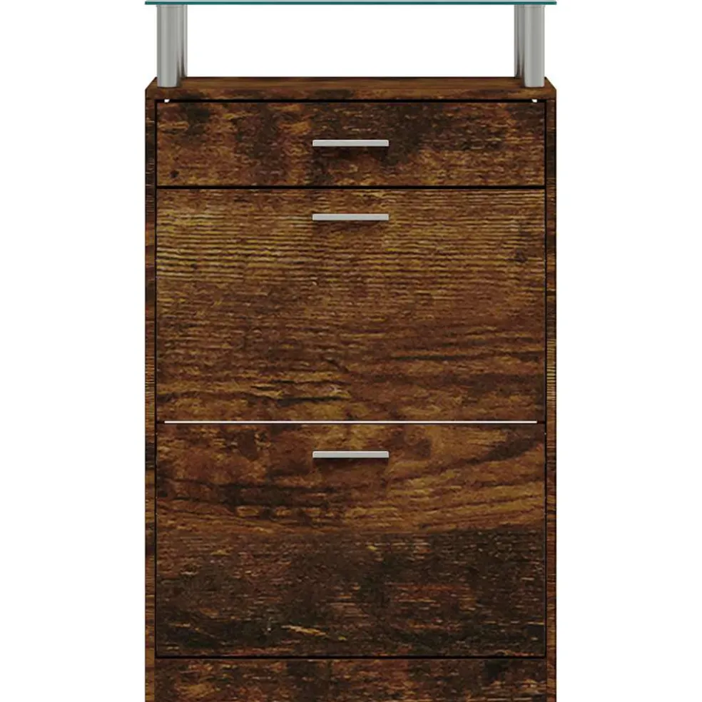 vidaXL Schoenenkast 63x24x104 cm bewerkt hout gerookt eikenkleurig