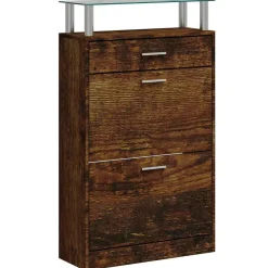 vidaXL Schoenenkast 63x24x104 cm bewerkt hout gerookt eikenkleurig