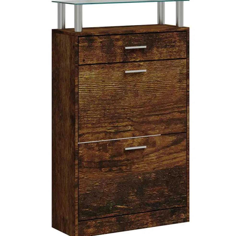 vidaXL Schoenenkast 63x24x104 cm bewerkt hout gerookt eikenkleurig