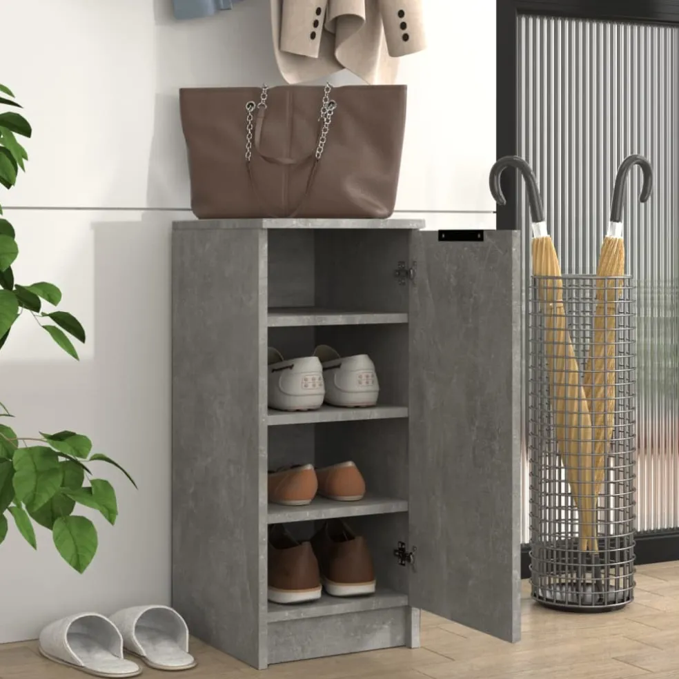 vidaXL Schoenenkast 30x35x70 cm bewerkt hout betongrijs