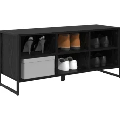 vidaXL Schoenenkast 100 x 35 x 44 cm Bewerkt hout Zwart Eiken