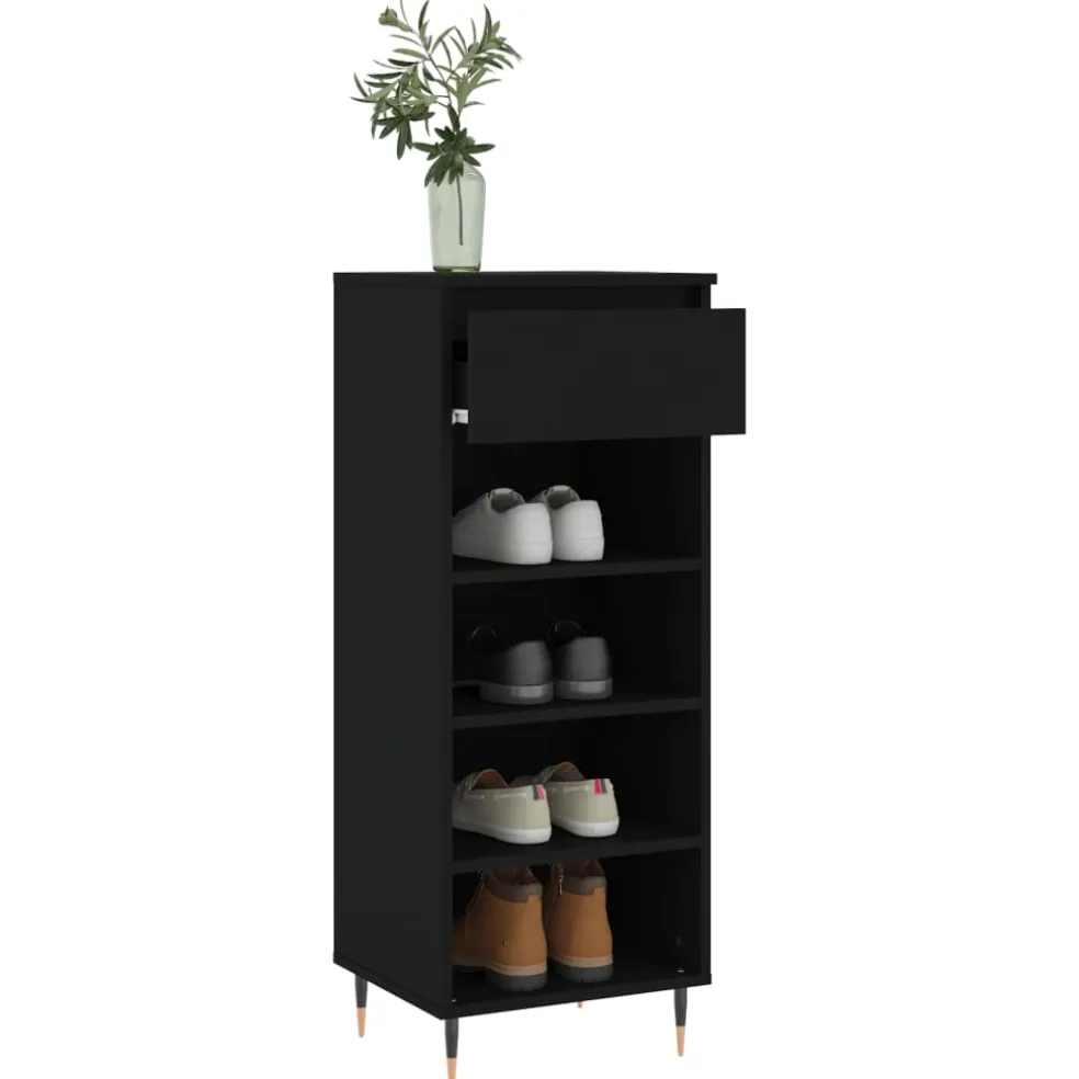 vidaXL Schoenenkast 40x36x105 cm bewerkt hout zwart