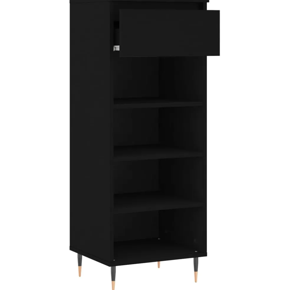 vidaXL Schoenenkast 40x36x105 cm bewerkt hout zwart