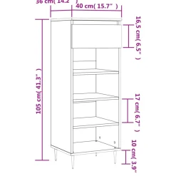 vidaXL Schoenenkast 40x36x105 cm bewerkt hout zwart
