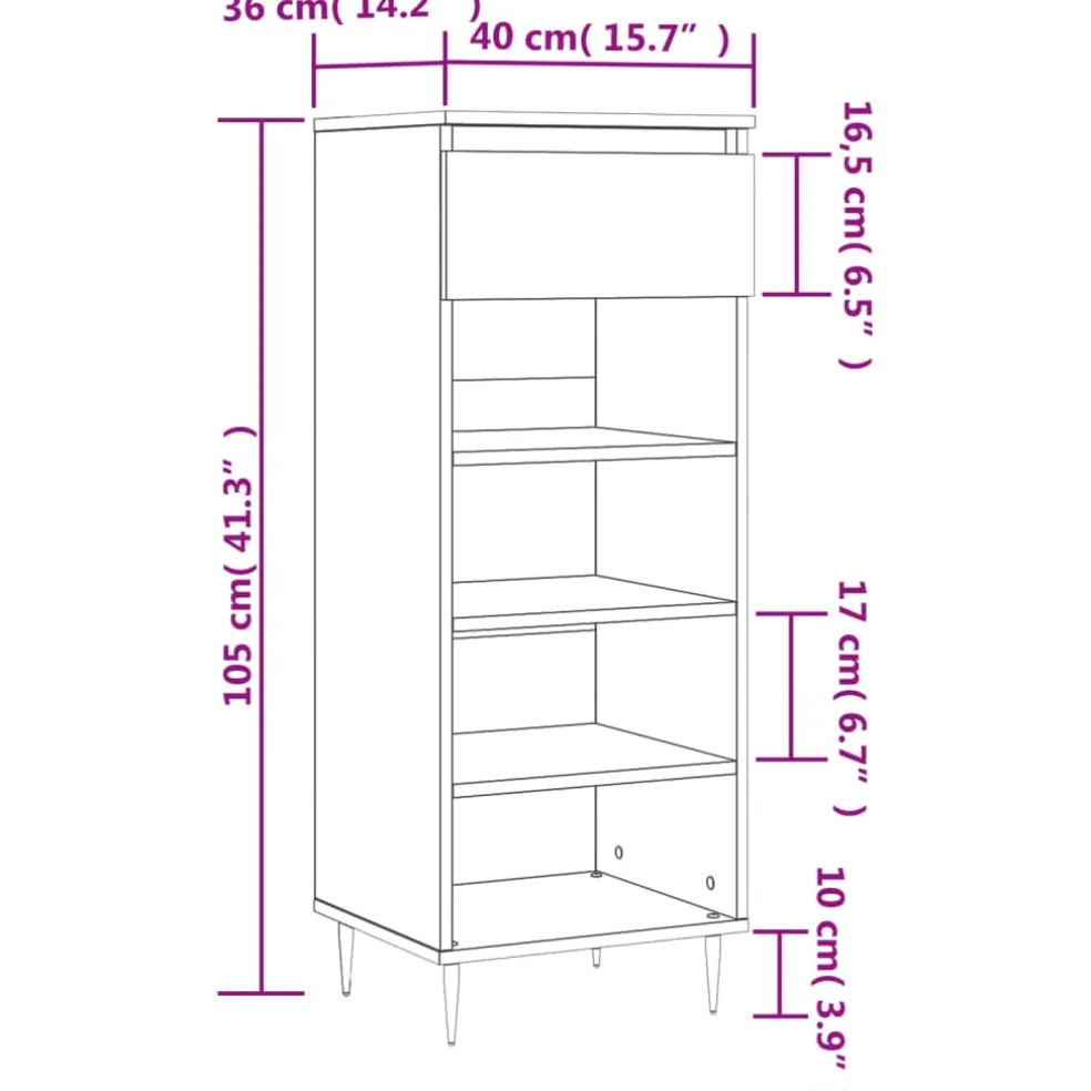 vidaXL Schoenenkast 40x36x105 cm bewerkt hout zwart