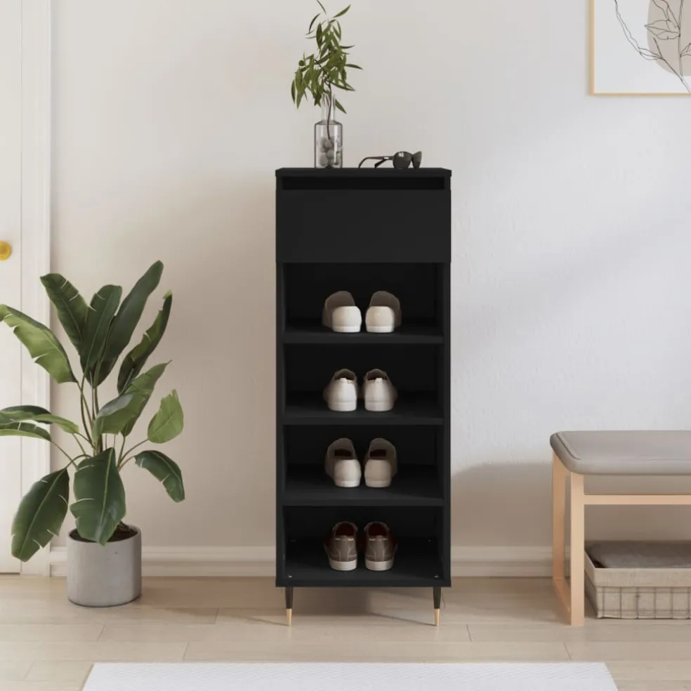 vidaXL Schoenenkast 40x36x105 cm bewerkt hout zwart