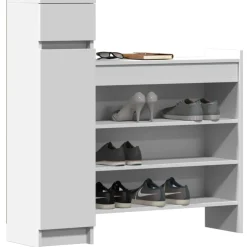 vidaXL Schoenenkast 100,5x28x100 cm bewerkt hout wit